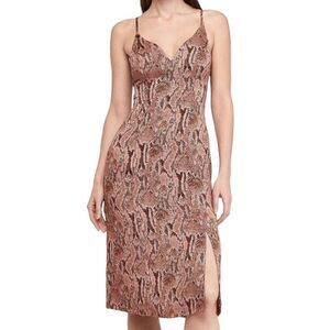 NWT Express Dress Women's XS Tan Snake Print Cami Slip Dress 90s Y2K Style